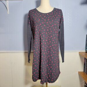 Victoria's Secret Extra Small Gray Pink Stars Longsleeve Tunic Sleep Shirt